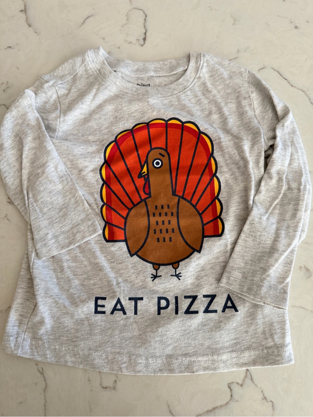 jumping beans Grey Long-Sleeve Tee with Orange & Brown Turkey Graphic